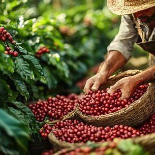 Peruaanse boer plukt en sorteert rijpe koffiecherries